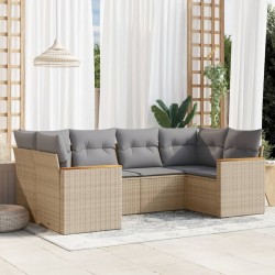Salon de jardin avec coussins 7 pcs marron résine tressée 481468481468
