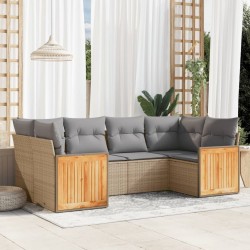 Salon de jardin avec coussins 7 pcs marron résine tressée 481469481469