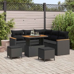 Salon de jardin avec coussins 7 pcs gris clair résine tressée 481480481480