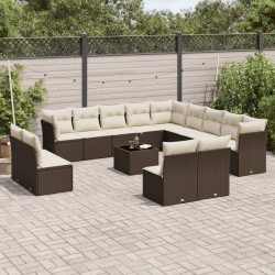 Salon de jardin 8 pcs avec coussins marron résine tressée 481487481487