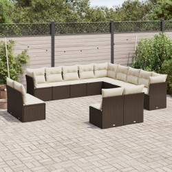 Salon de jardin 8 pcs avec coussins marron résine tressée 481491481491