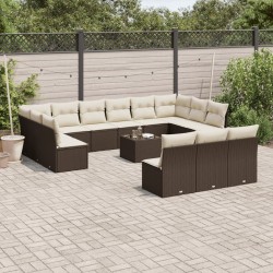 Salon de jardin 8 pcs avec coussins marron résine tressée 481492481492