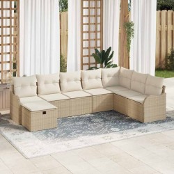 Salon de jardin avec coussins 10 pcs beige résine tressée 481582481582
