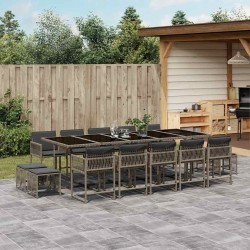 Salon de jardin avec coussins 9 pcs beige résine tressée 481587481587