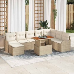 Salon de jardin avec coussins 10 pcs beige résine tressée 481592481592