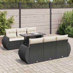Salon de jardin 10 pcs avec coussins noir résine tressée 481781481781