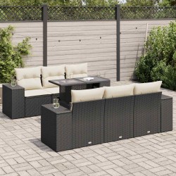 Salon de jardin 10 pcs avec coussins noir résine tressée 481782481782