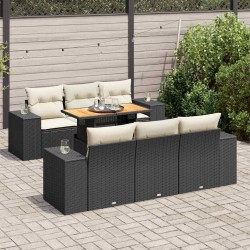 Salon de jardin 10 pcs avec coussins noir résine tressée 481784481784