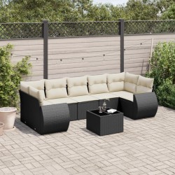 Salon de jardin 10 pcs avec coussins noir résine tressée 481785481785