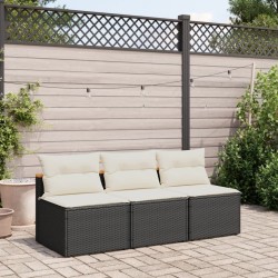Chaises de jardin lot de 4 avec coussins noir résine tressée 482064482064