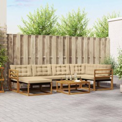 Salon de jardin avec coussins 7 pcs beige résine tressée 482181482181