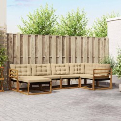 Salon de jardin avec coussins 7 pcs beige résine tressée 482198482198