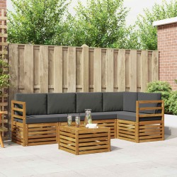 Salon de jardin avec coussins 7 pcs gris résine tressée 482207482207