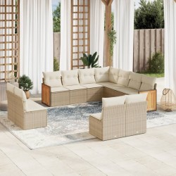 Salon de jardin 8 pcs avec coussins gris résine tressée 482238482238