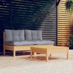 Salon de jardin 8 pcs avec coussins gris résine tressée 482240482240