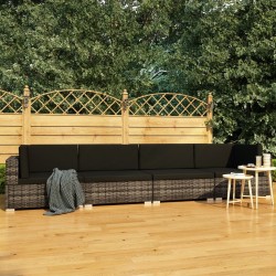 Salon de jardin avec coussins 7 pcs gris résine tressée 482243482243
