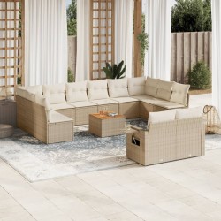 Salon de jardin avec coussins 9 pcs beige résine tressée 482275482275