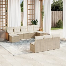 Salon de jardin 11 pcs avec coussins beige résine tressée 482278482278