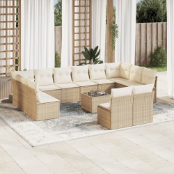Salon de jardin avec coussins 8 pcs beige résine tressée 482285482285