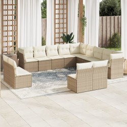 Salon de jardin avec coussins 8 pcs beige résine tressée 482287482287