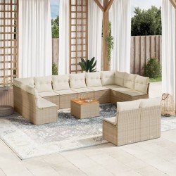 Salon de jardin avec coussins 9 pcs beige résine tressée 482288482288