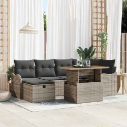 Salon de jardin avec coussins 9 pcs beige résine tressée 482324482324