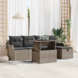 Salon de jardin 11 pcs avec coussins noir résine tressée 482331482331