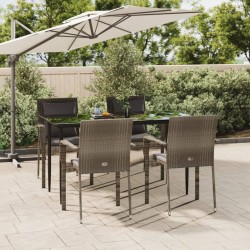 Salon de jardin 8 pcs avec coussins gris résine tressée 482343482343