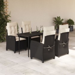 Salon de jardin avec coussins 7 pcs gris résine tressée 482346482346