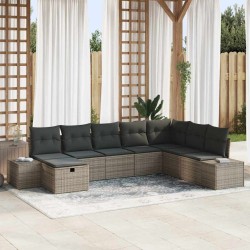 Salon de jardin 8 pcs avec coussins gris résine tressée 482376482376