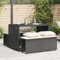 Salon de jardin 8 pcs avec coussins noir résine tressée 482380482380
