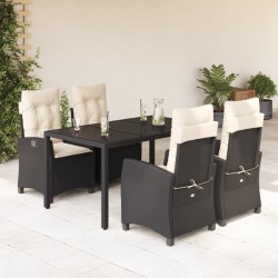 Salon de jardin 8 pcs avec coussins noir résine tressée 482384482384