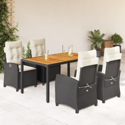 Salon de jardin 8 pcs avec coussins noir résine tressée 482385482385