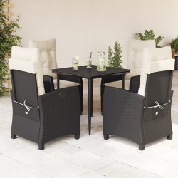 Salon de jardin 8 pcs avec coussins noir résine tressée 482386482386