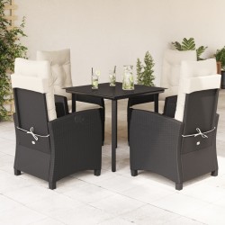 Salon de jardin 8 pcs avec coussins noir résine tressée 482387482387