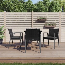 Salon de jardin 8 pcs avec coussins noir résine tressée 482389482389