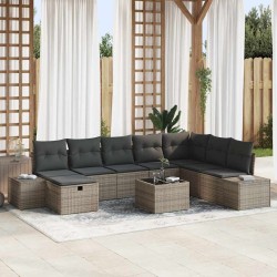 Salon de jardin 8 pcs avec coussins gris résine tressée 482391482391