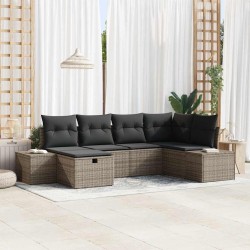 Salon de jardin 8 pcs avec coussins gris résine tressée 482392482392