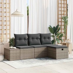 Salon de jardin 8 pcs avec coussins gris résine tressée 482394482394