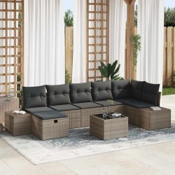 Salon de jardin 8 pcs avec coussins gris résine tressée 482400482400