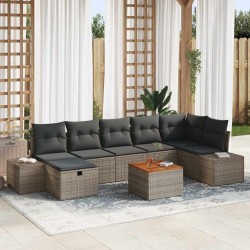 Salon de jardin avec coussins 10 pcs gris résine tressée 482487482487