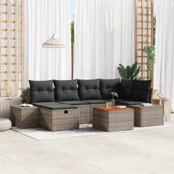 Salon de jardin avec coussins 10 pcs gris clair résine tressée 482491482491