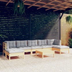Salon de jardin avec coussins 12 pcs gris résine tressée 482495482495