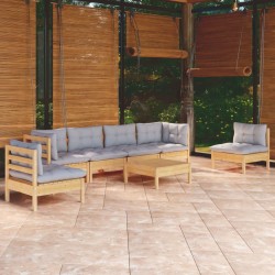 Salon de jardin avec coussins 12 pcs gris résine tressée 482503482503