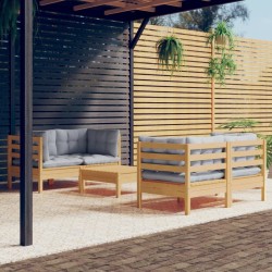 Salon de jardin avec coussins 10 pcs gris résine tressée 482506482506