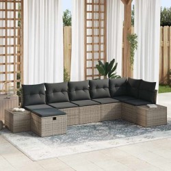 Salon de jardin avec coussins 10 pcs gris clair résine tressée 482519482519