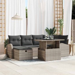 Salon de jardin avec coussins 10 pcs gris clair résine tressée 482560482560