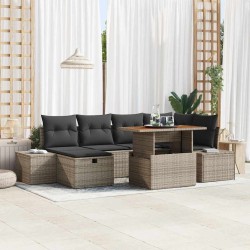 Salon de jardin 9 pcs avec coussins noir résine tressée 482565482565