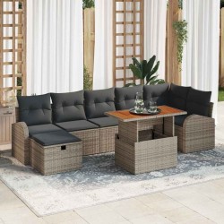 Salon de jardin 9 pcs avec coussins noir résine tressée 482567482567