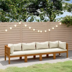 Ensemble de canapé de jardin 4 pcs Beige et blanc polyrotin 482857482857